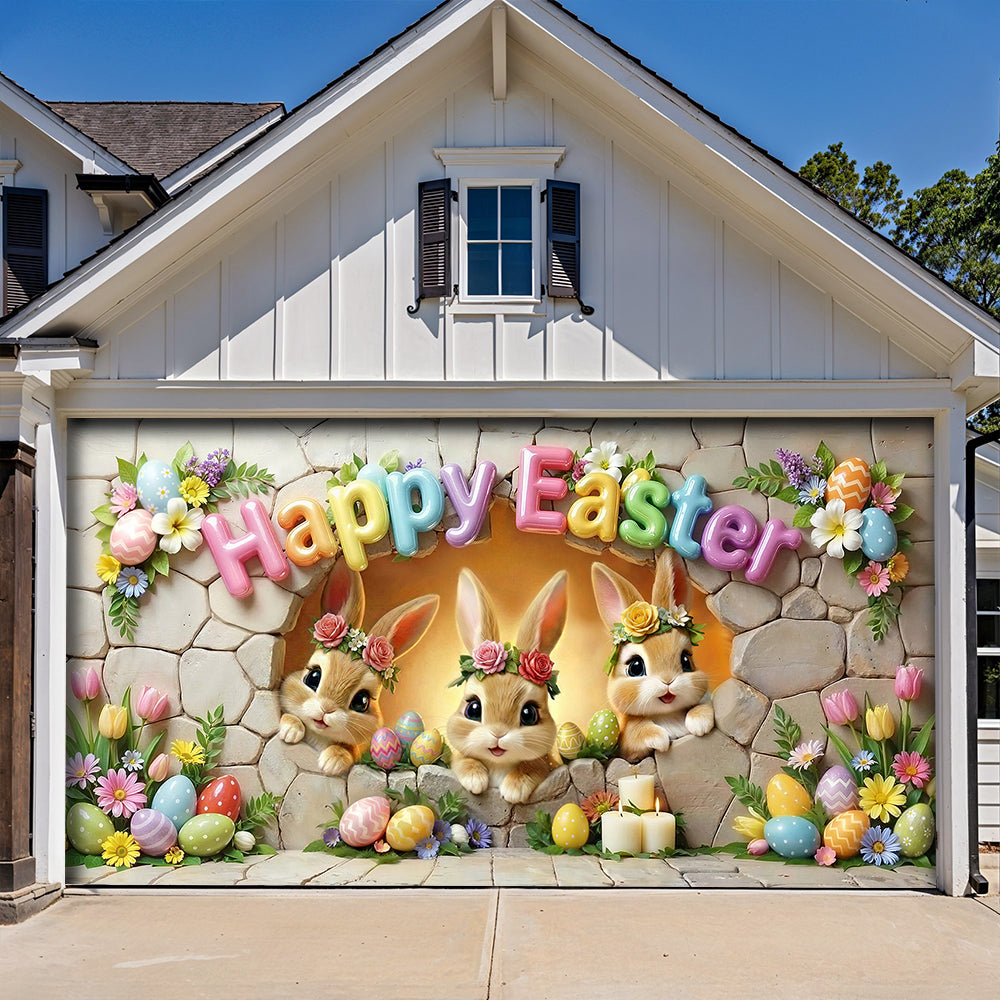Bunny Easter Garage Door Banner Decoration Easter Bunny Wonderland