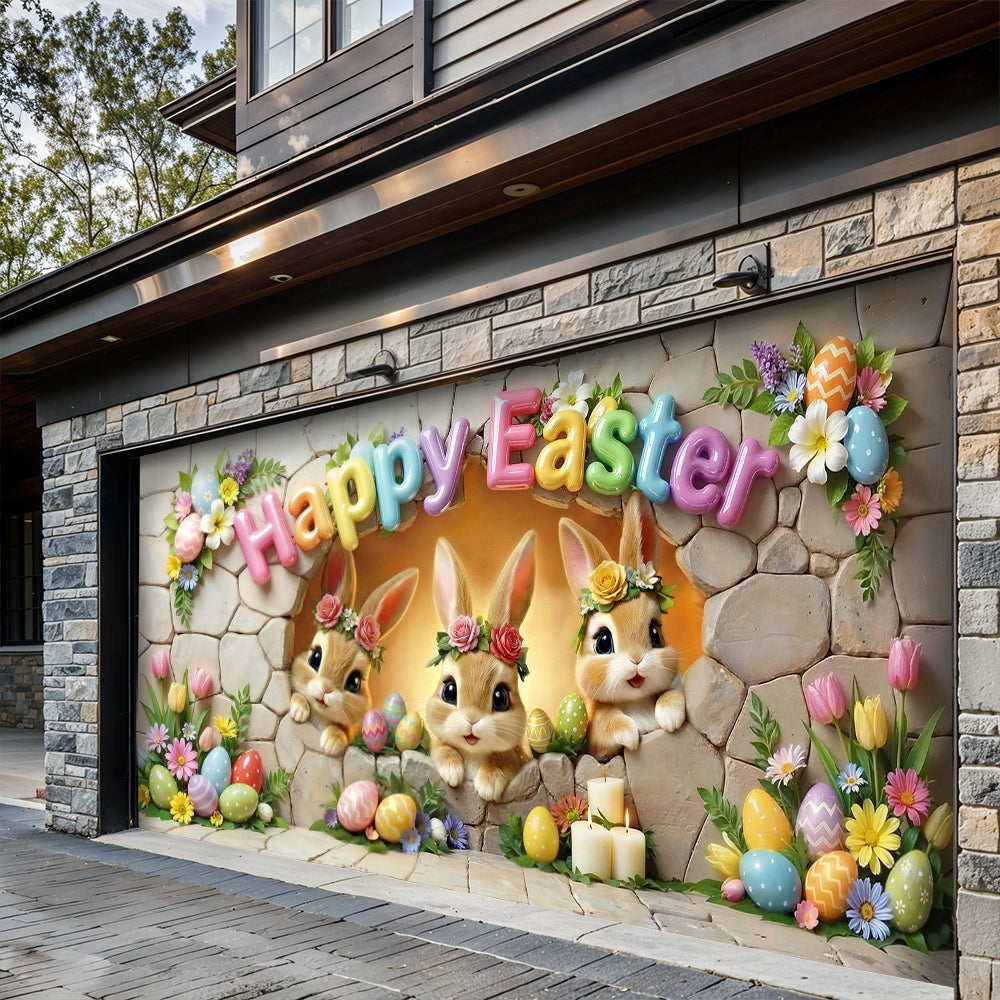 Bunny Easter Garage Door Banner Decoration Easter Bunny Wonderland