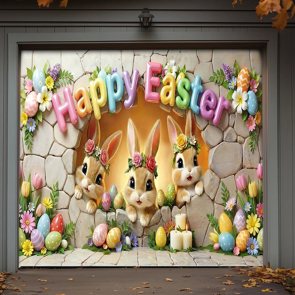 Bunny Easter Garage Door Banner Decoration Easter Bunny Wonderland