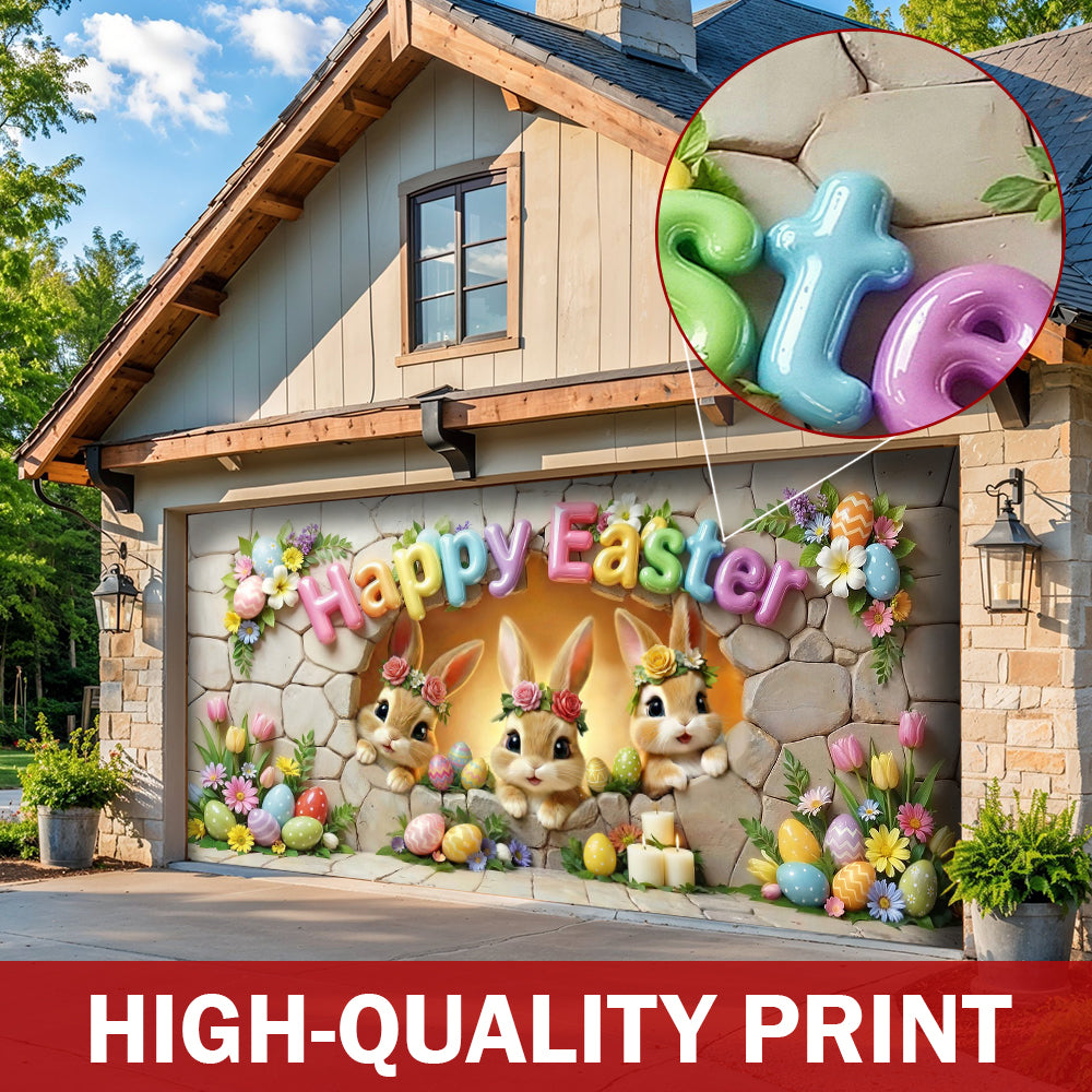 Bunny Easter Garage Door Banner Decoration Easter Bunny Wonderland