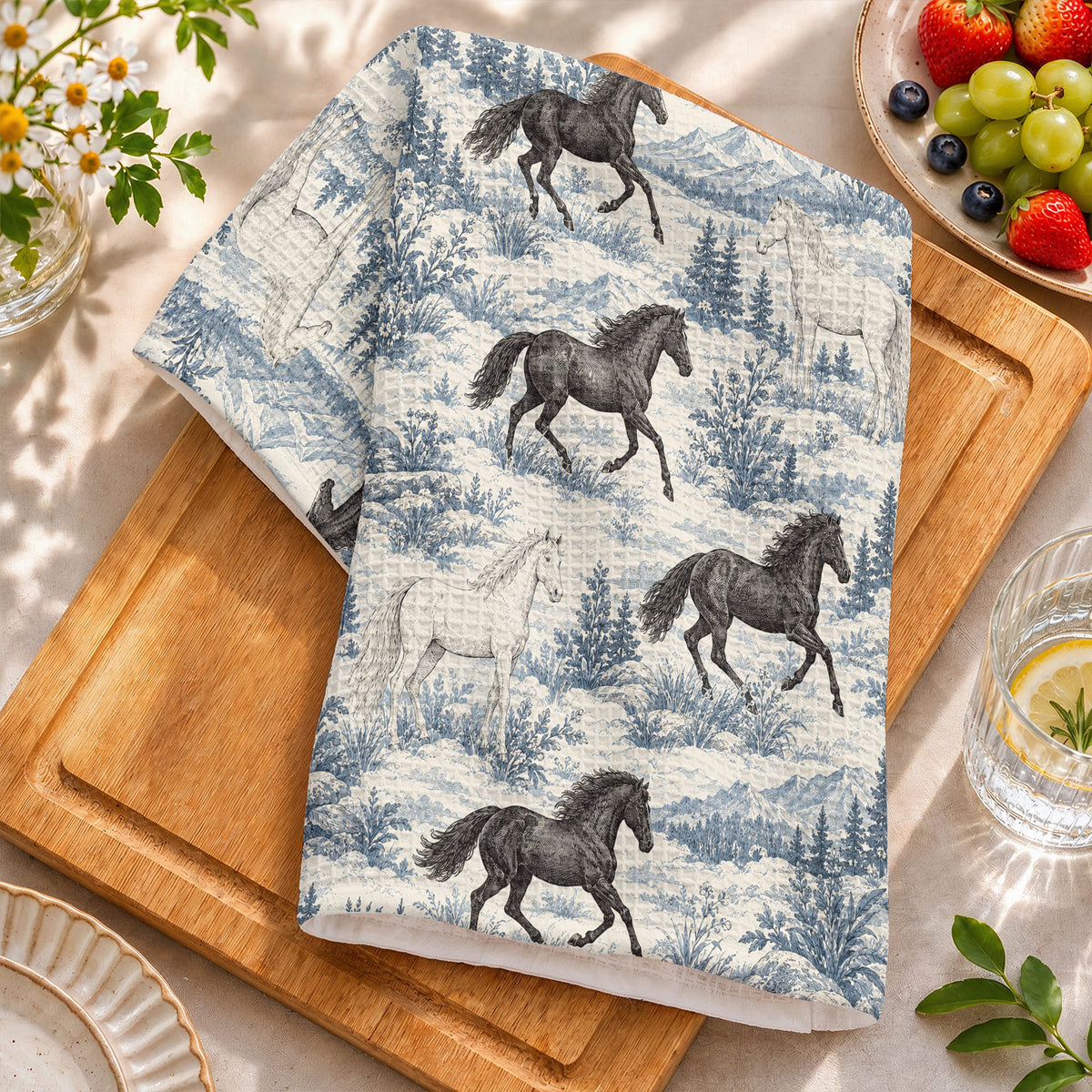 Horse Kitchen Towel Blue Ridge Gallop