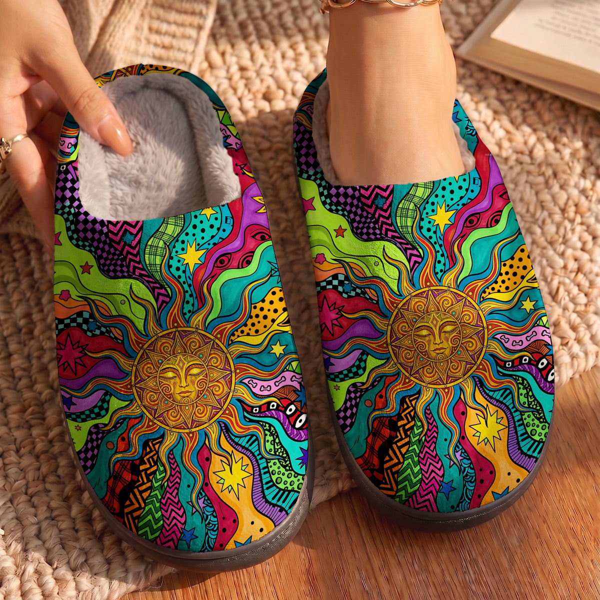 Hippie Sun Fleece Lined Slippers