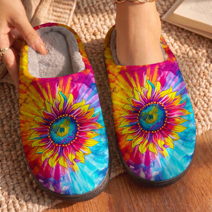 Hippie Sunflower Fleece Lined Slippers