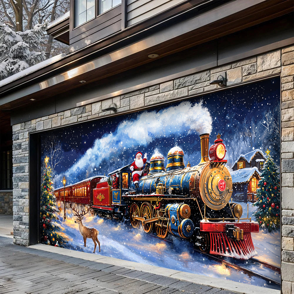 Christmas Garage Door Banner Decoration - Santa's Magical Christmas Express