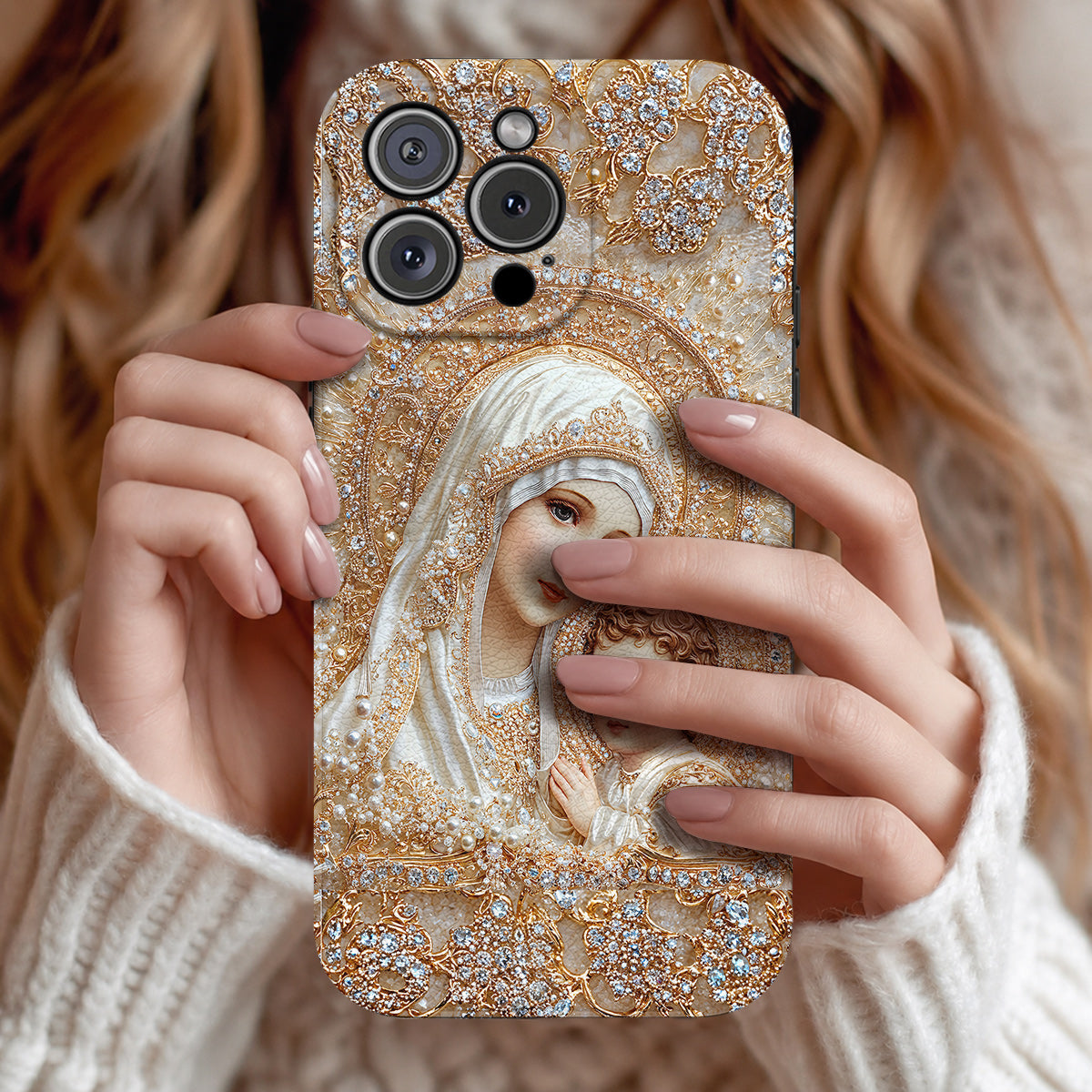 Mary Leather Phone Case Heavenly Grace In Radiant Splendor