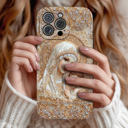Mary Leather Phone Case Heavenly Grace In Radiant Splendor