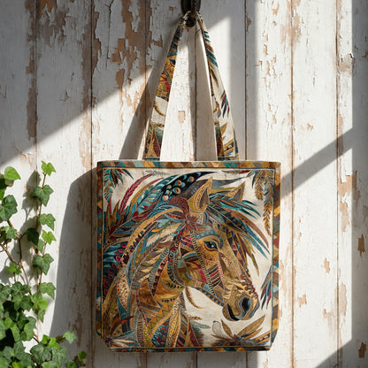 Horse Canvas Tote Bag Native Horse Spirit