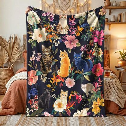 Cat Fleece Blanket Moonlit Garden Whiskers