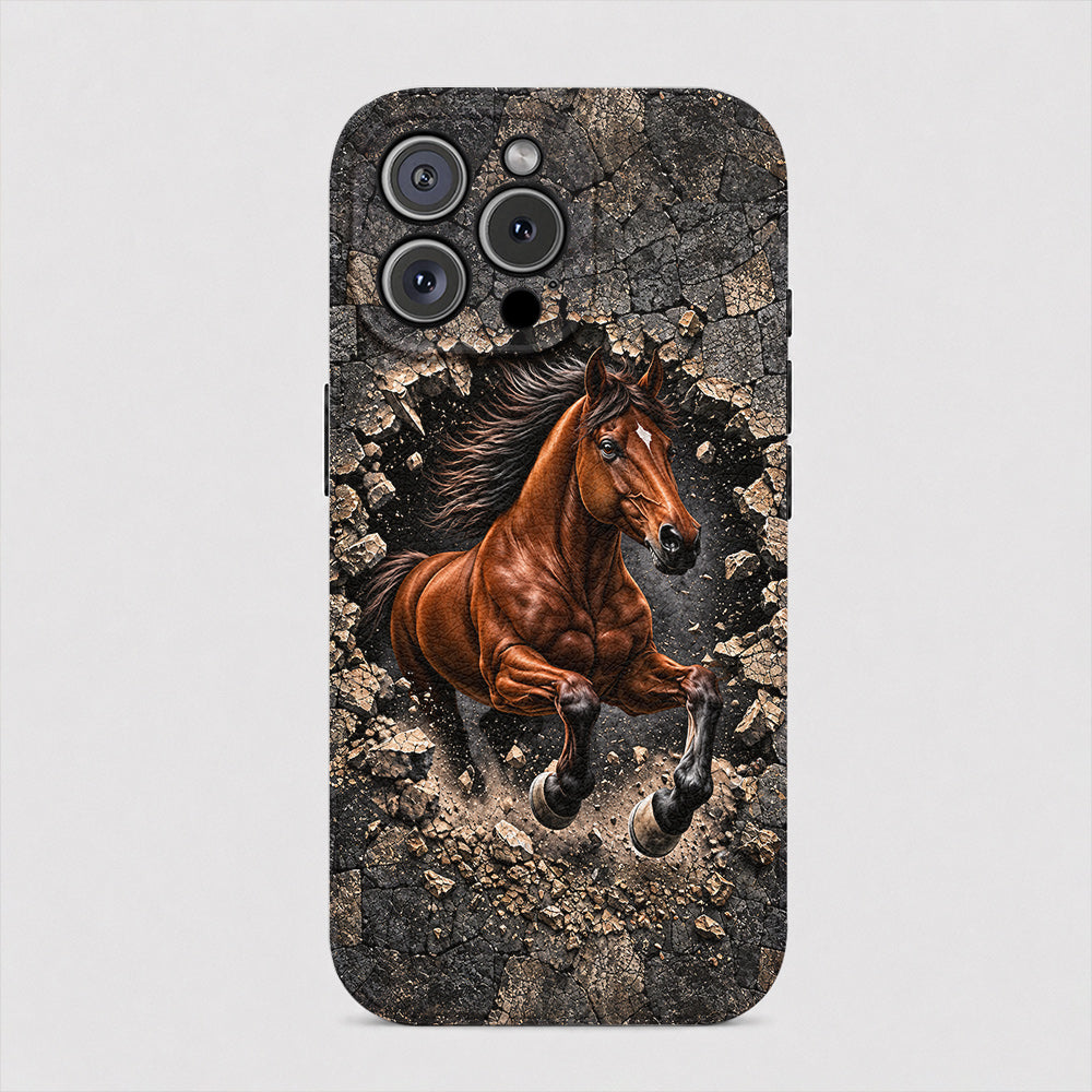 Horse Leather Phone Case Breakthrough Stallion