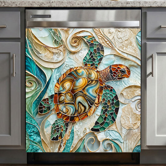 Sea Turtle Magnetic Dishwasher Cover Ocean Mosaic Sea Turtle