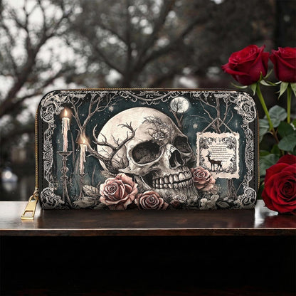 Gothic Skull Leather Wallet The Skull Beneath the Night Garden