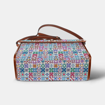 Sewing Lover Satchel Handbag Traditional Quilt Blocks