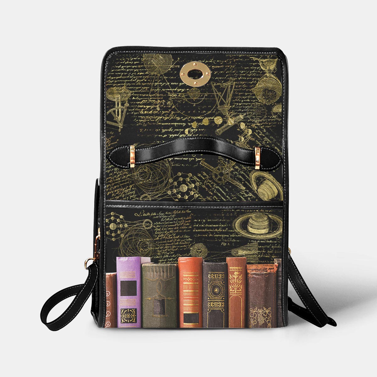 Book Satchel Handbag Old Books Galileo Manuscript Black