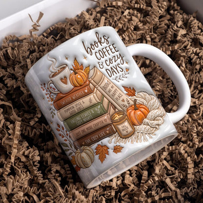 Books Coffee & Cozy Days Autumn Ceramic Mug