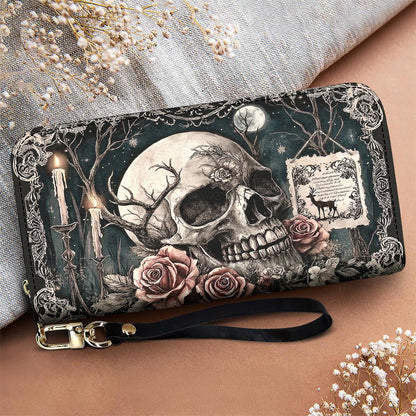 Gothic Skull Leather Wallet The Skull Beneath the Night Garden
