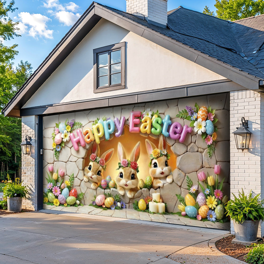 Bunny Easter Garage Door Banner Decoration Easter Bunny Wonderland