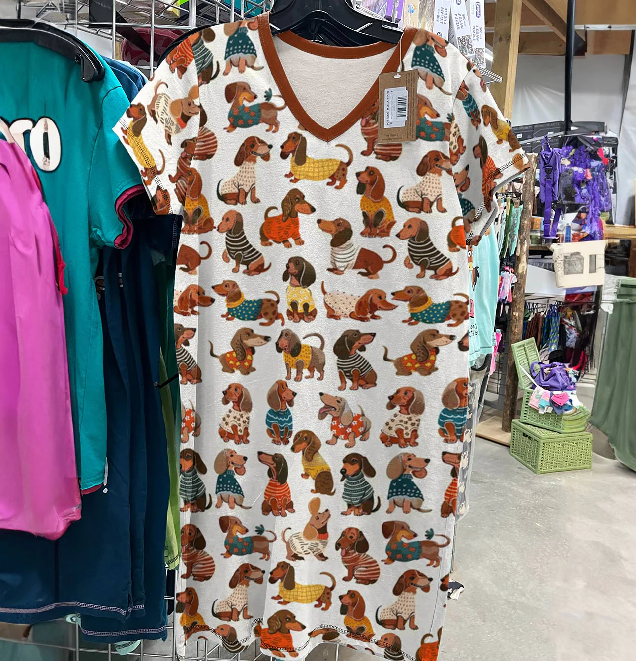 Dachshund V-neck Nightshirt Stylish Dachshunds