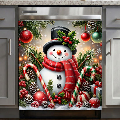 Christmas Magnetic Dishwasher Cover Jolly Snowman Christmas Cheer