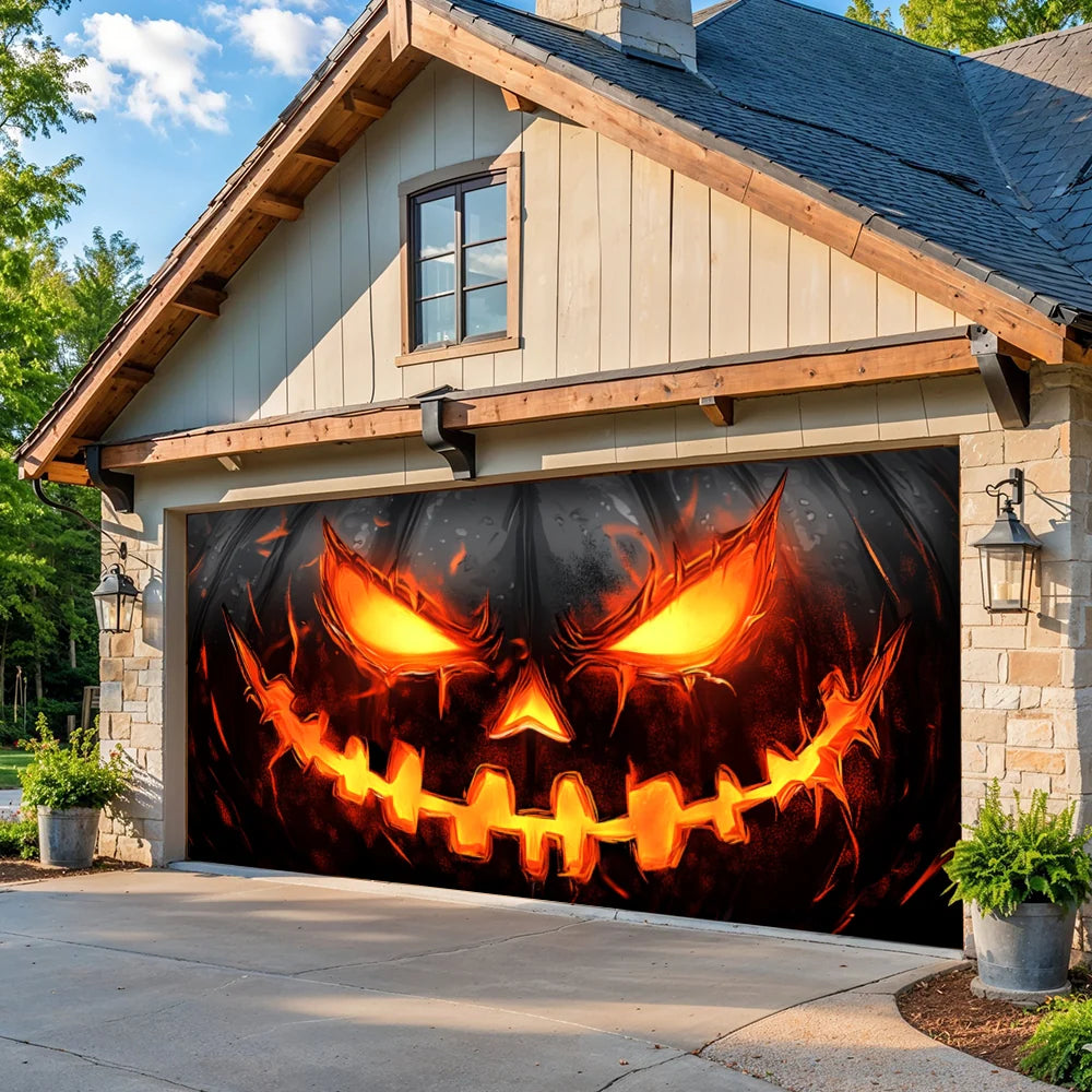 Halloween Garage Door Banner Decoration Halloween Horror Pumpkin Face