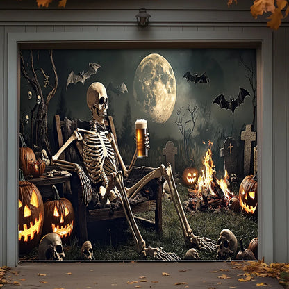 Garage Door Banner Decoration Skeleton's Last Call