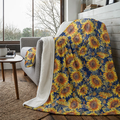 Sunflower Fleece Blanket Gorgeous Sunflowers
