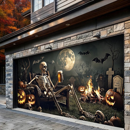 Garage Door Banner Decoration Skeleton's Last Call