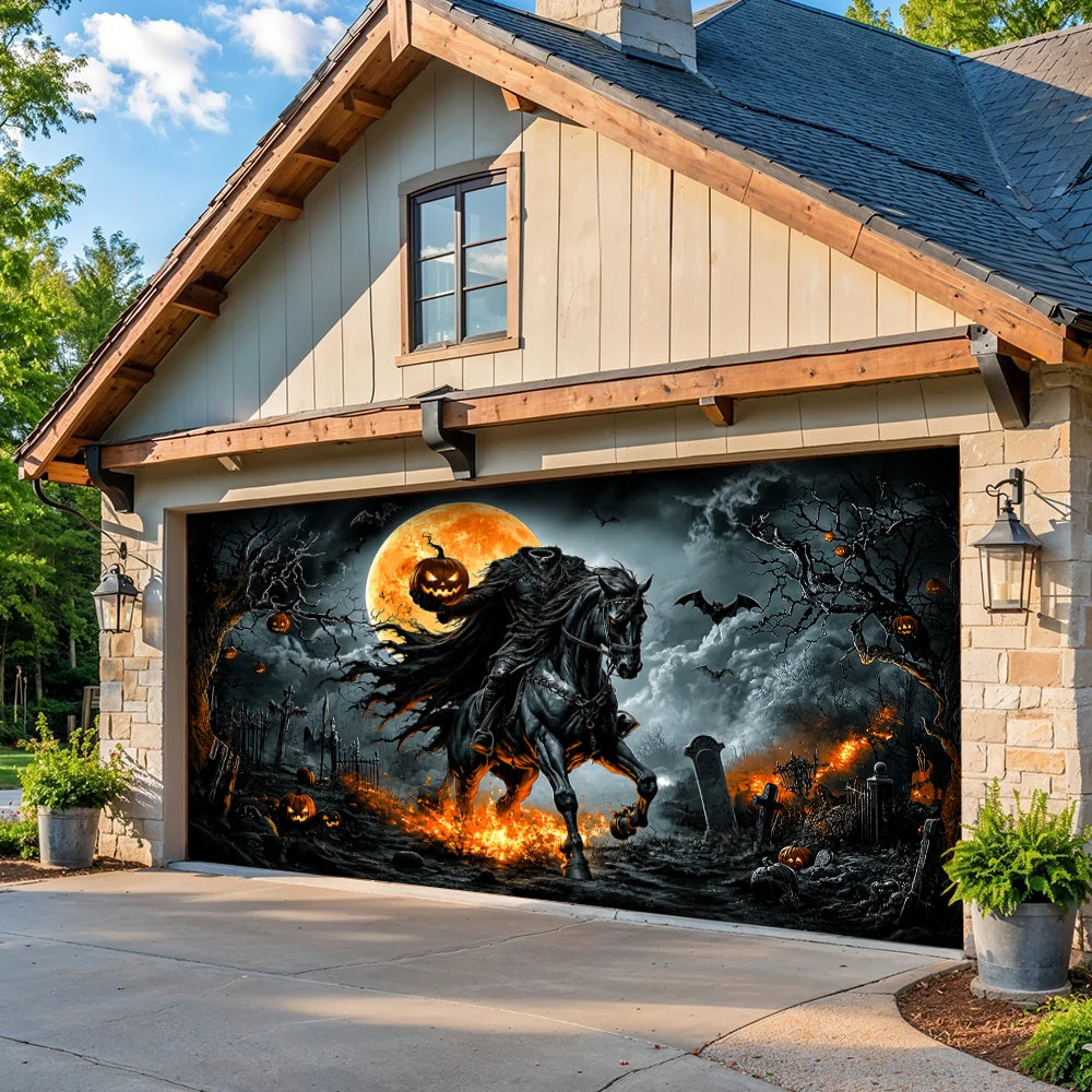 Halloween Garage Door Banner Decoration Legend Of The Headless Rider