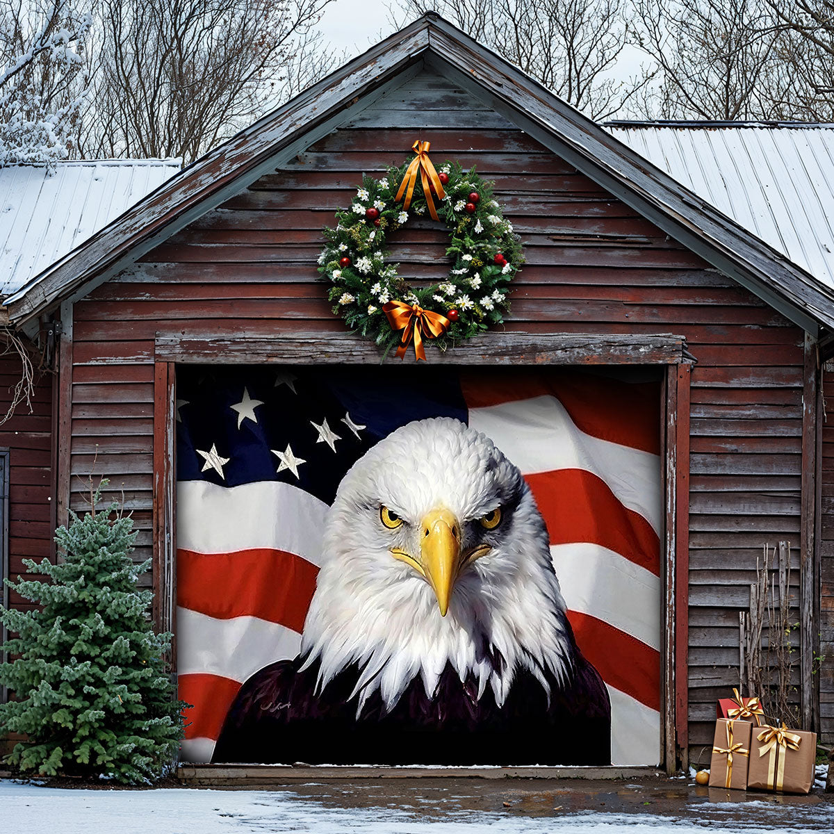 Patriotic Garage Door Banner Decoration - Eagle Of Independence