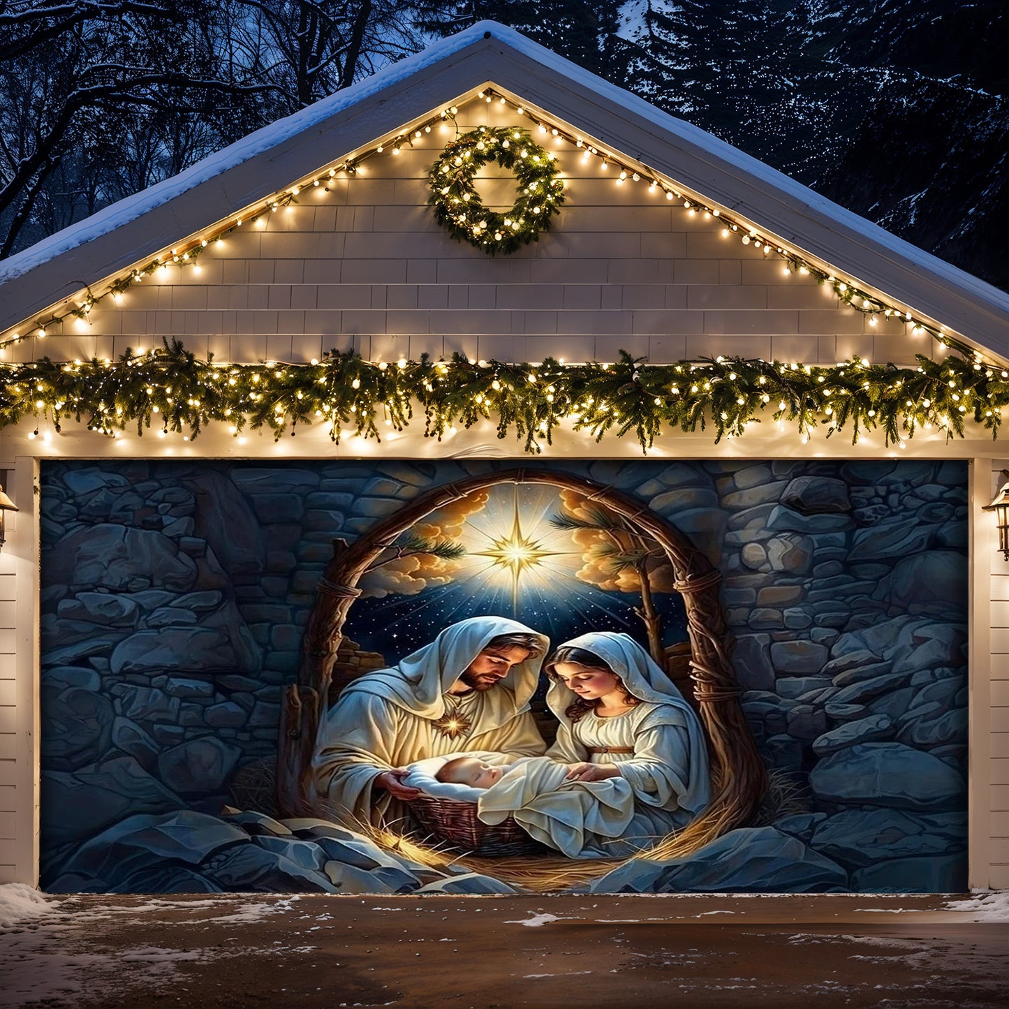 God Garage Door Banner Decoration -  Mary Joseph Baby Rest