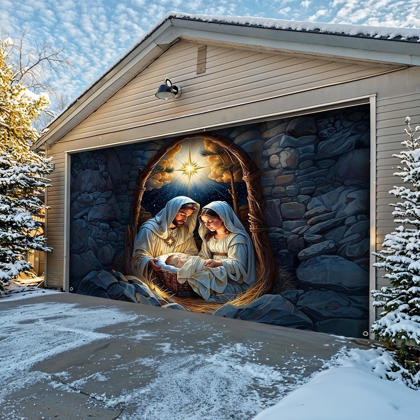 God Garage Door Banner Decoration -  Mary Joseph Baby Rest
