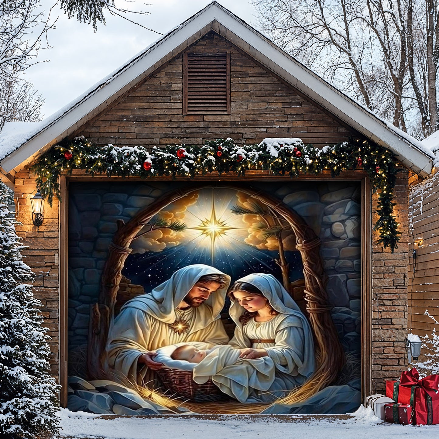God Garage Door Banner Decoration -  Mary Joseph Baby Rest