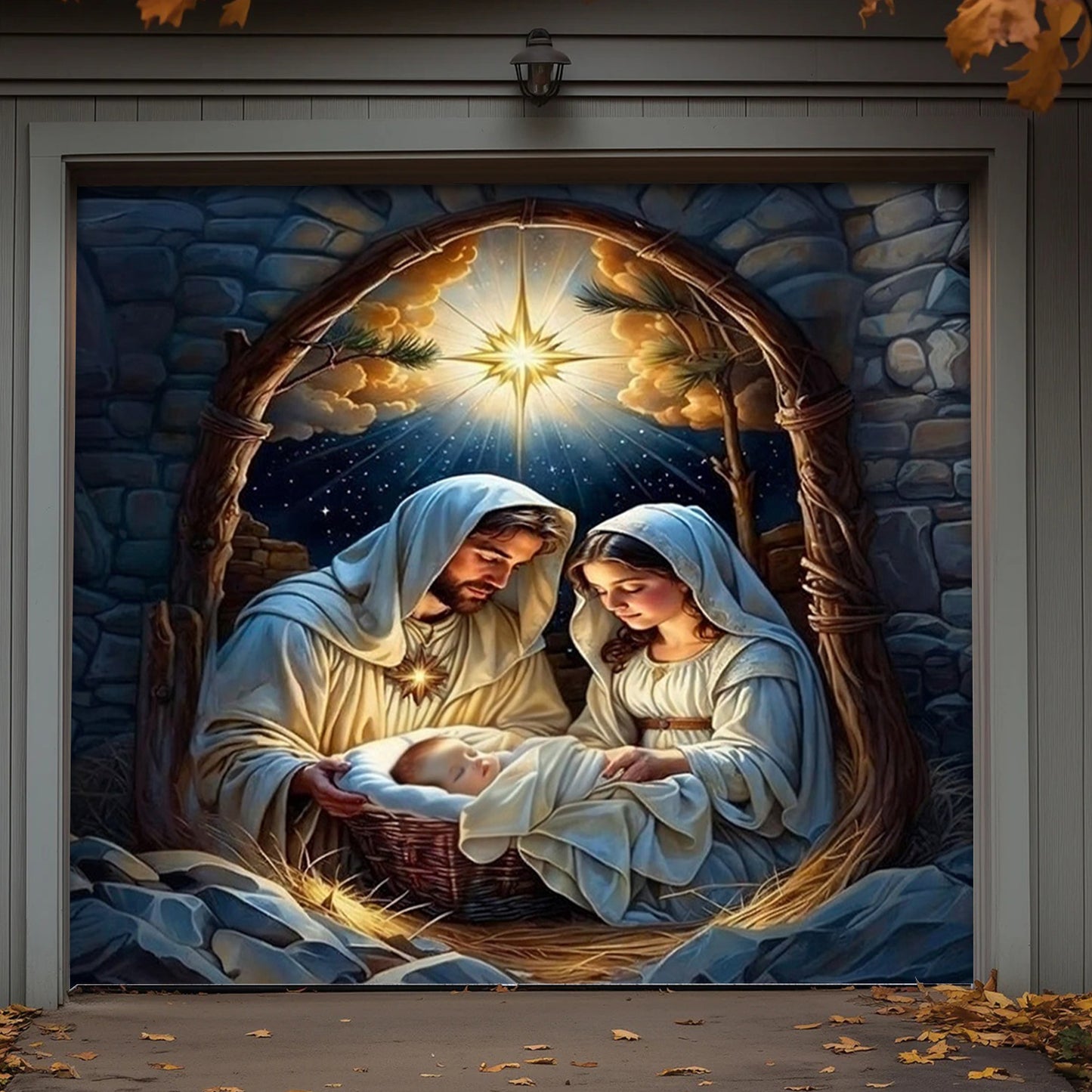 God Garage Door Banner Decoration -  Mary Joseph Baby Rest
