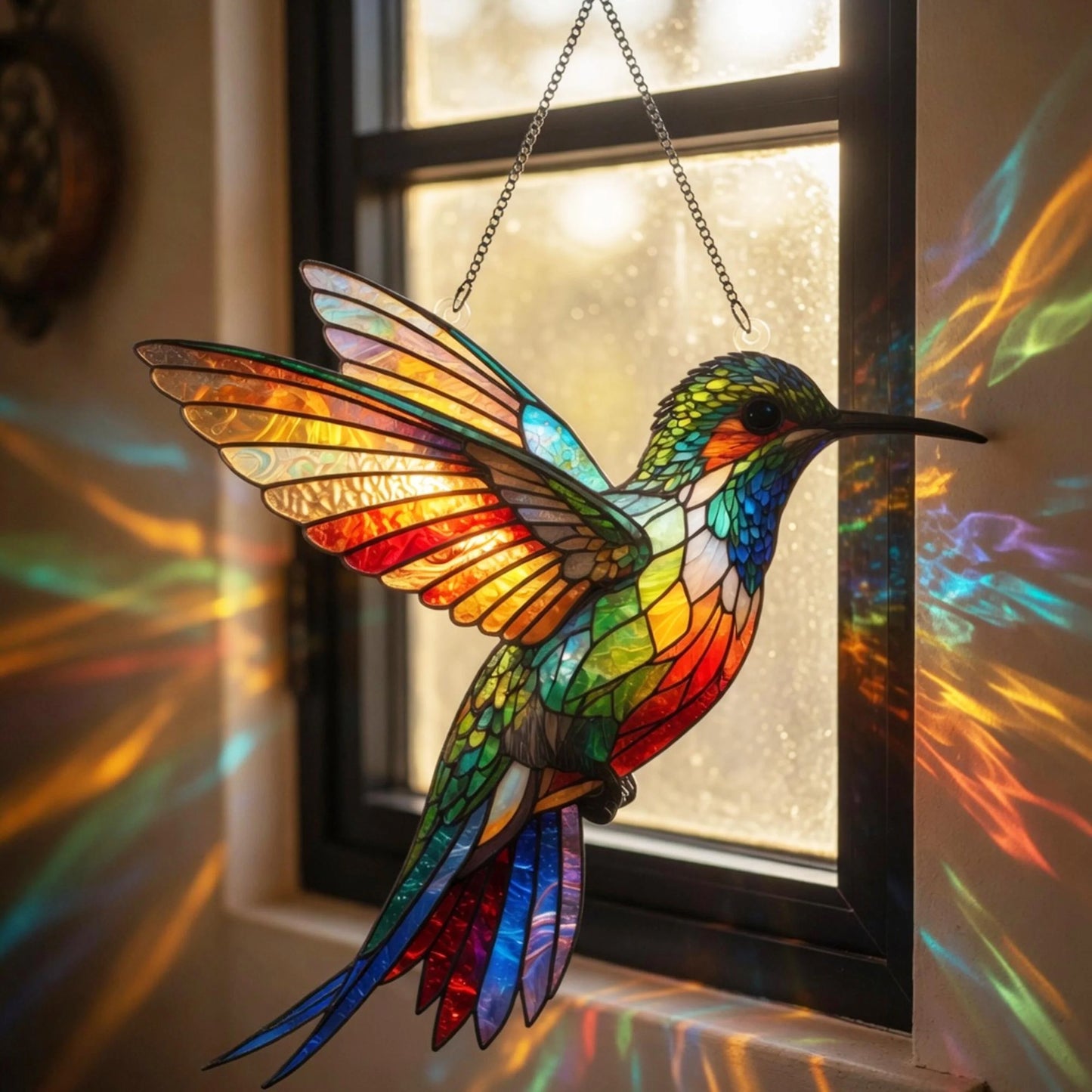 Vibrant Hummingbird 3D Glass Suncatcher – Bird Lover Gift & Window Décor