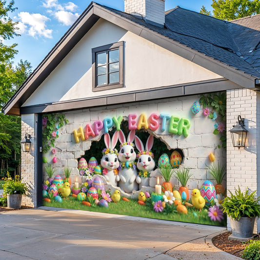 Easter Garage Door Banner Decoration - Hoppy Hearts Easter