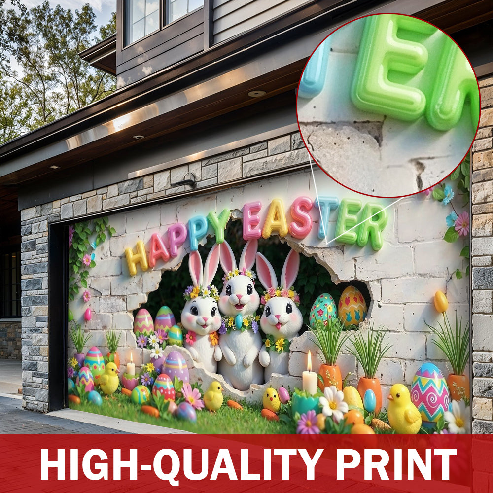Easter Garage Door Banner Decoration - Hoppy Hearts Easter