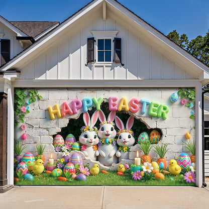 Easter Garage Door Banner Decoration - Hoppy Hearts Easter