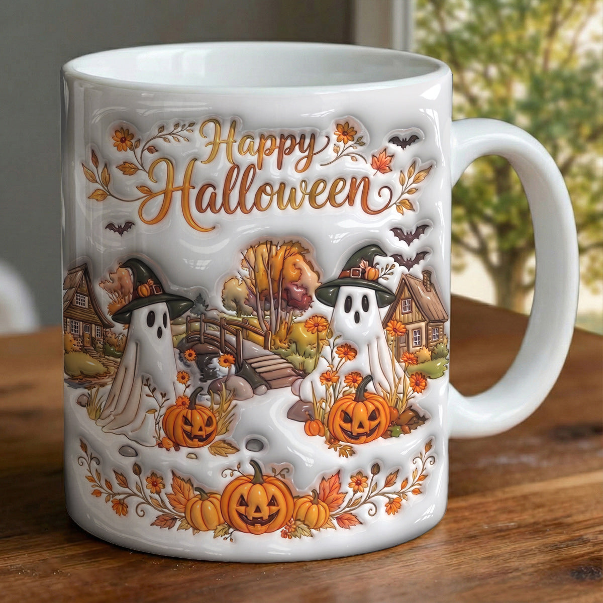 Halloween Gifts Ceramic Mug Happy Halloween Ghost Village