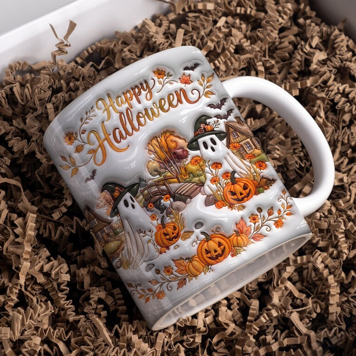 Halloween Gifts Ceramic Mug Happy Halloween Ghost Village