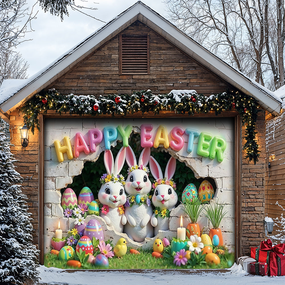 Easter Garage Door Banner Decoration - Hoppy Hearts Easter