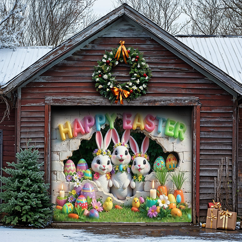 Easter Garage Door Banner Decoration - Hoppy Hearts Easter