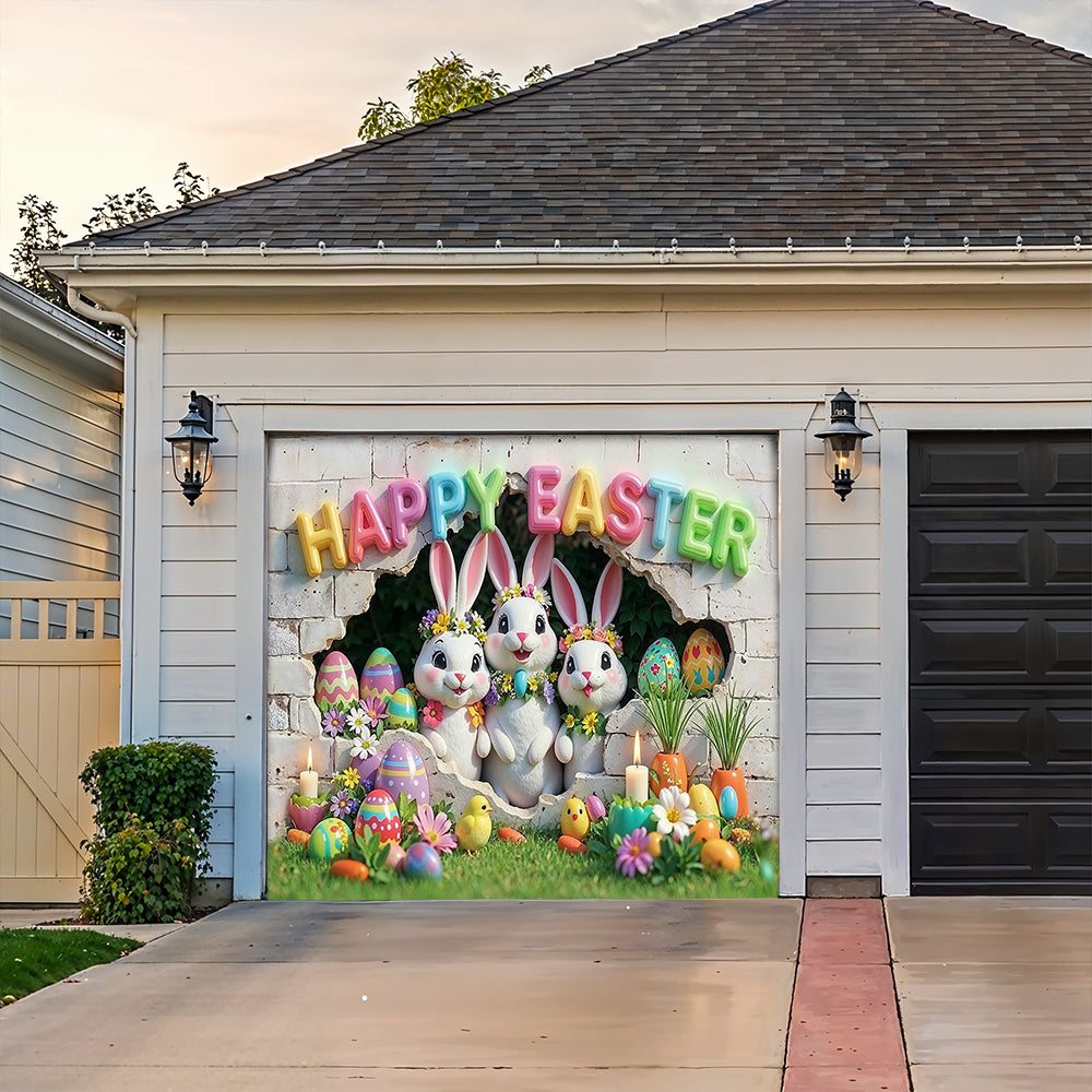 Easter Garage Door Banner Decoration - Hoppy Hearts Easter