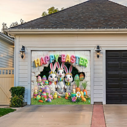 Easter Garage Door Banner Decoration - Hoppy Hearts Easter