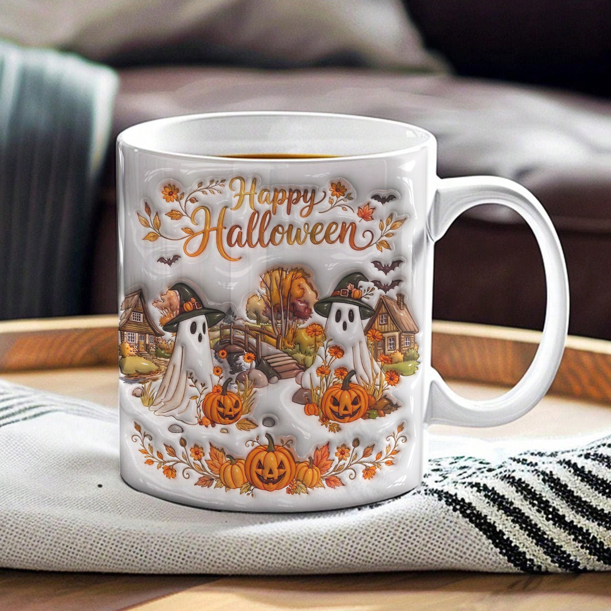 Halloween Gifts Ceramic Mug Happy Halloween Ghost Village