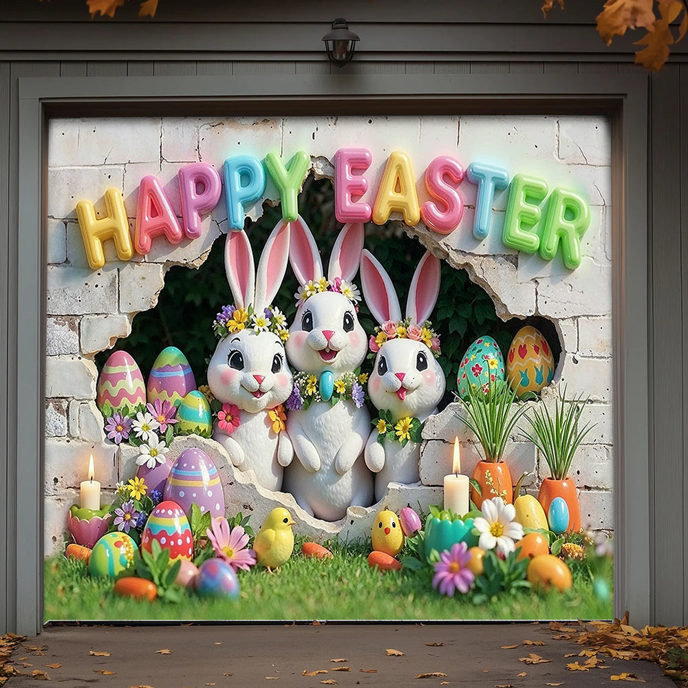 Easter Garage Door Banner Decoration - Hoppy Hearts Easter