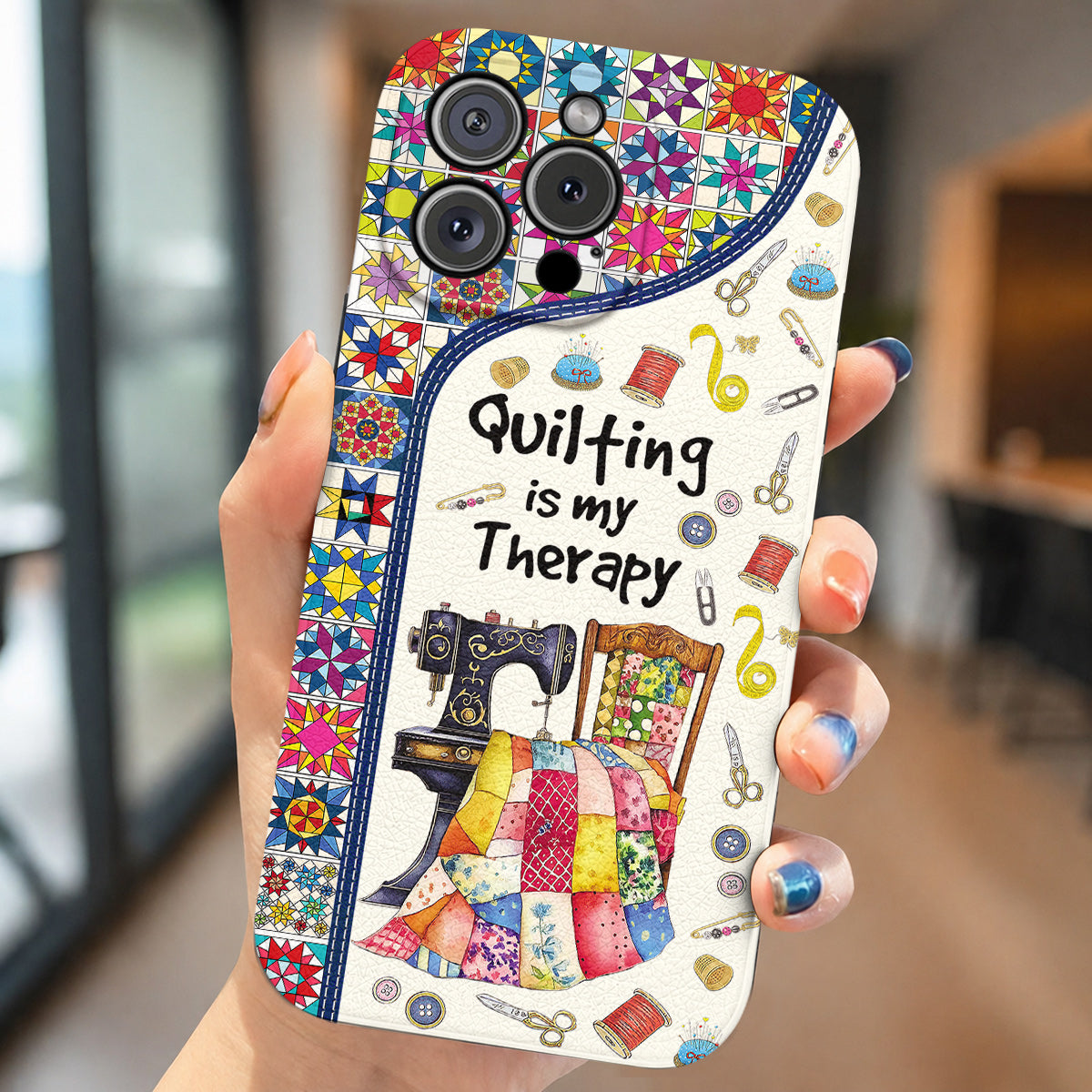 Sewing Lover Leather Phone Case Quilting Is My Therapy