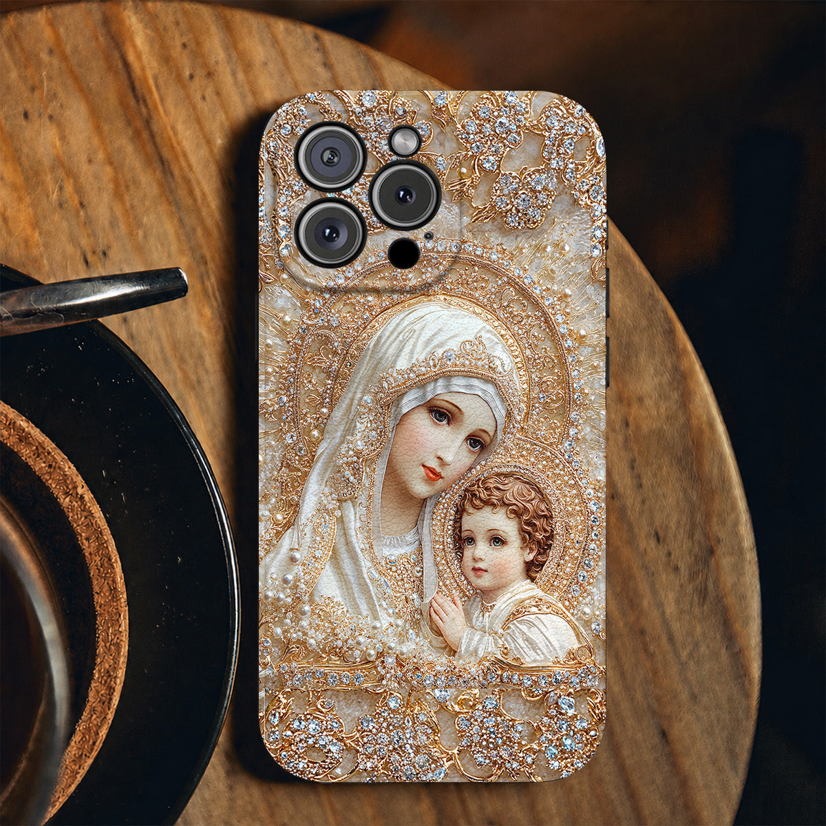 Mary Leather Phone Case Heavenly Grace In Radiant Splendor