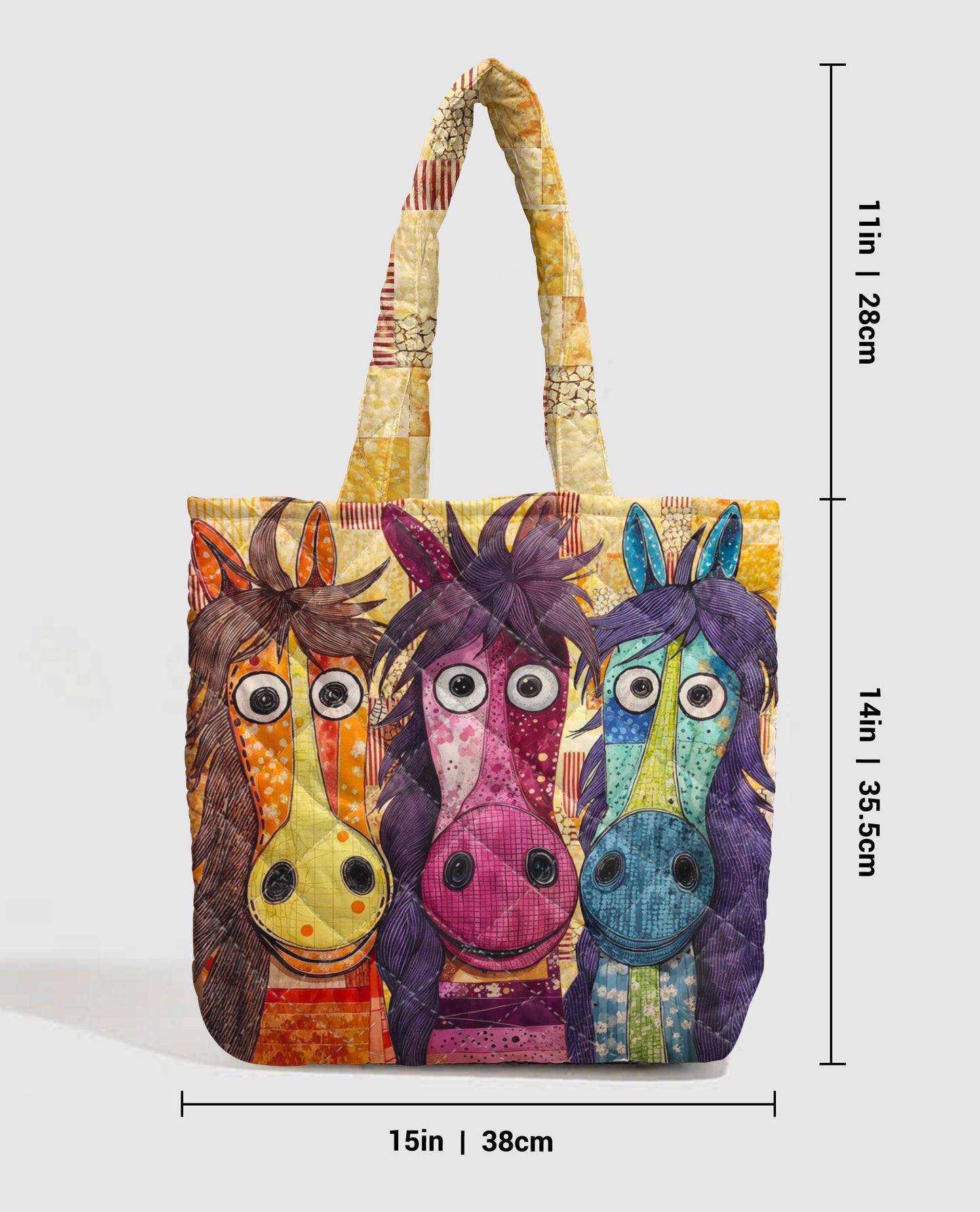 Horse Quilted Tote Bag Rustic Horses