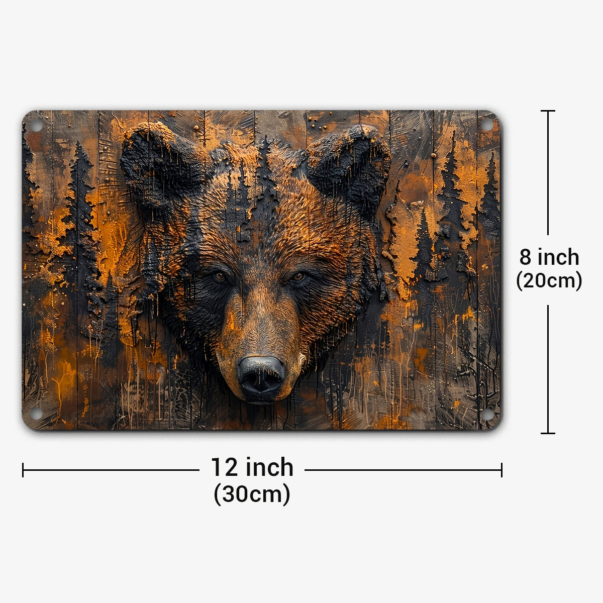 Bear 2D Metal Sign Rustic Grizzly Spirit