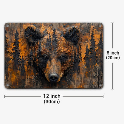 Bear 2D Metal Sign Rustic Grizzly Spirit