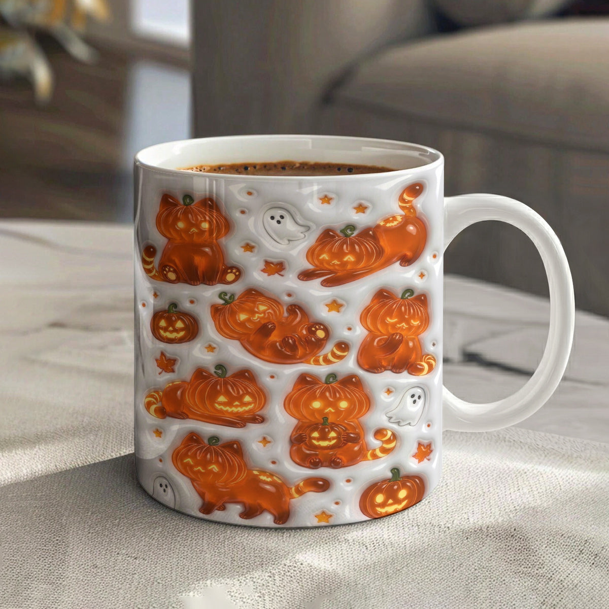 Cat Ceramic Mug Jack-O'-Lantern Cat